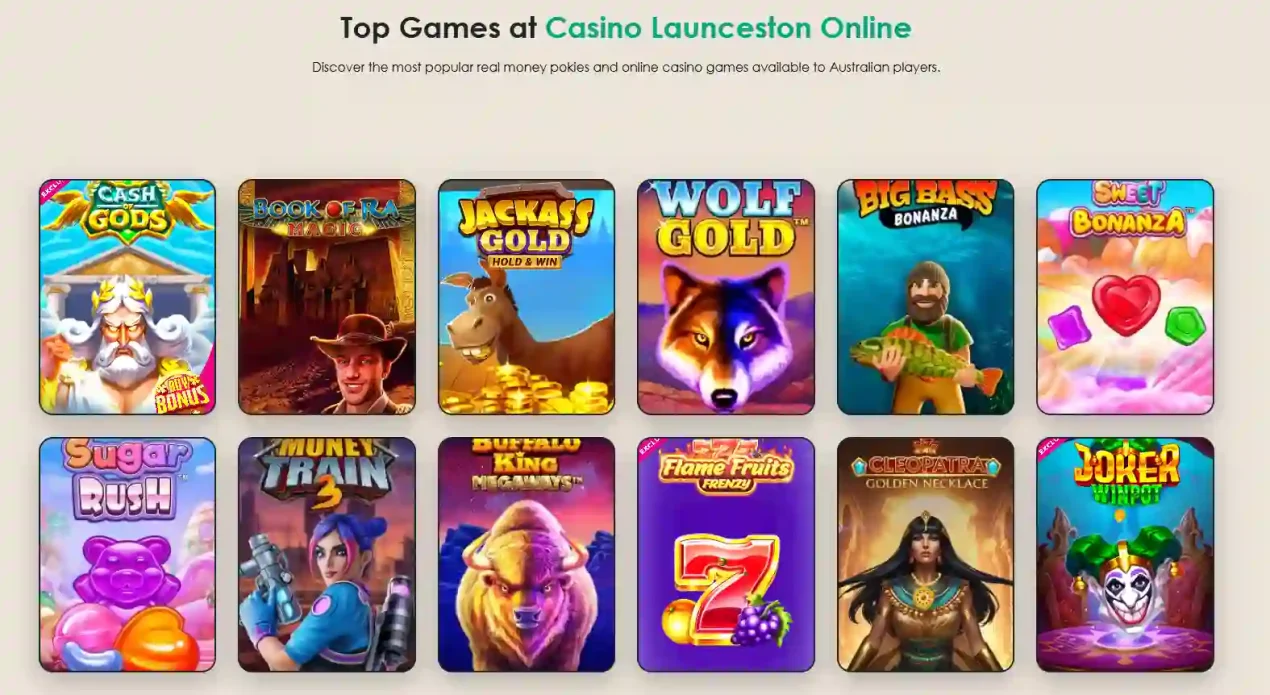 LauncestonCasino.com online games area with pokies and casino game categories
